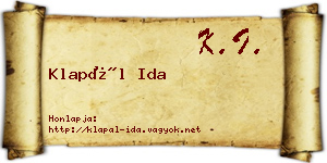 Klapál Ida névjegykártya